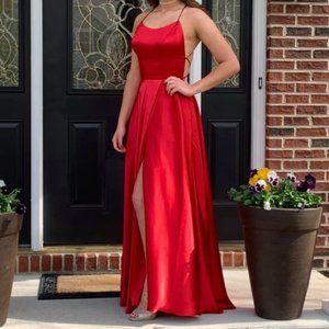 Betsy & Adam Red Prom Dress
